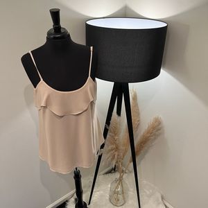 Naked Zebra Cream Ruffled Tank Cami Size Large